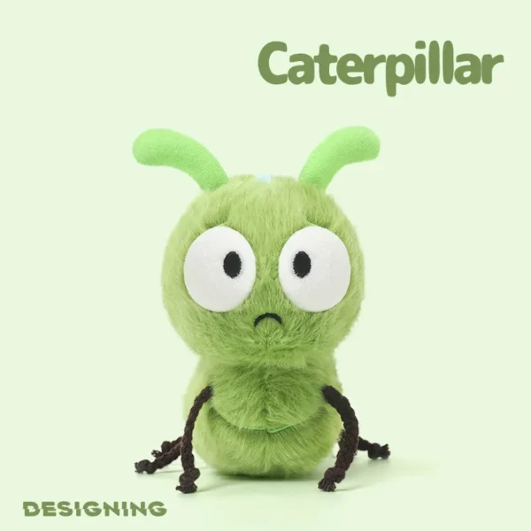 Plush Toy Green Caterpillar with Antennae - Stress-Relief Plushie