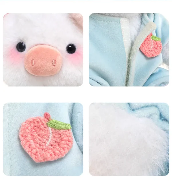 Soft Cuddly Toy for Collectors - White Peach Pig Design